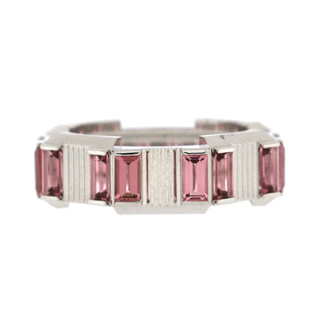 Gucci Link To Love Striped Ring 18K White Gold with Rubellite 7mm
