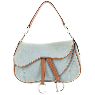 Christian Dior Vintage Double Saddle Bag Denim