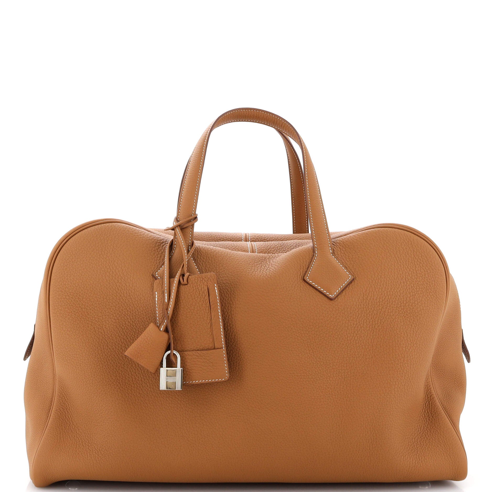 Hermes Victoria II Travel Handbag Clemence 43 Brown 27838113