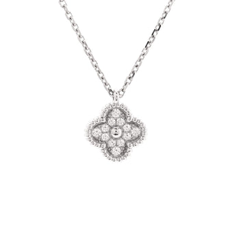 Van Cleef & Arpels Sweet Alhambra Pendant Necklace 18K White Gold with Diamonds