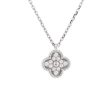 Van Cleef & Arpels Sweet Alhambra Pendant Necklace 18K White Gold with Diamonds