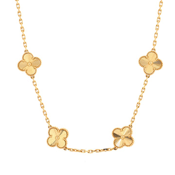 Van Cleef & Arpels Vintage Alhambra 10 Motifs Necklace Guilloche 18K Yellow Gold
