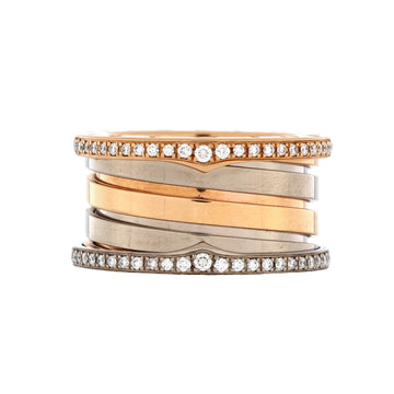 Bvlgari B.Zero1 Four Band Ring 18K Rose Gold and 18K White Gold with Diamonds
