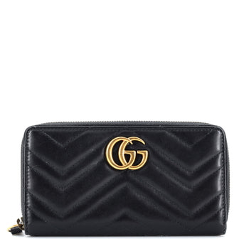 Gucci GG Marmont Zip Around Wallet Matelasse Leather