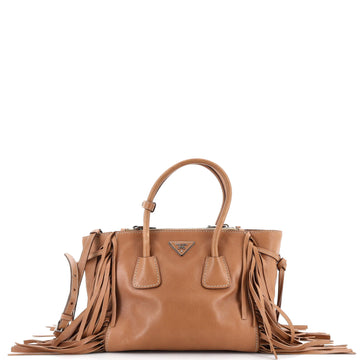 Prada Fringed Twin Pocket Tote Glace Calf Small