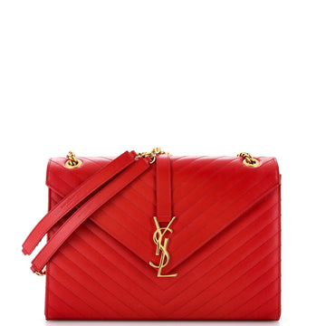 Saint Laurent Classic Monogram Envelope Satchel Matelasse Chevron Leather Large
