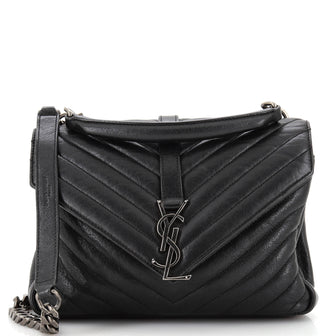 Saint Laurent Classic Monogram College Bag Matelasse Chevron Leather Medium