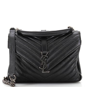 Saint Laurent Classic Monogram College Bag Matelasse Chevron Leather Medium