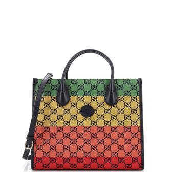 Gucci Structured Top Handle Open Tote GG Canvas Small