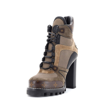 Louis Vuitton Women's Star Trail Ankle Boots Monogram Canvas and Leather with Suede