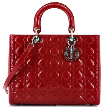Christian Dior Lady Dior Bag Cannage Quilt Patent Large