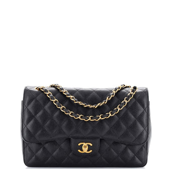 Chanel Classic Double Flap Bag Quilted Caviar Jumbo