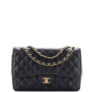 Chanel Classic Double Flap Bag Quilted Caviar Jumbo