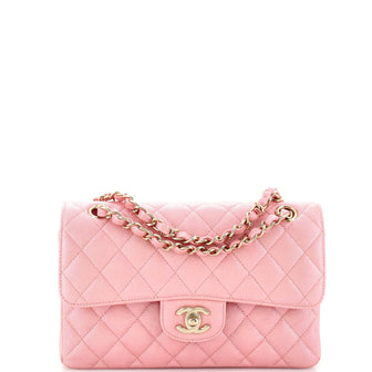 Chanel Classic Double Flap Bag Quilted Iridescent Caviar Small