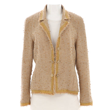 Chanel Women's Pointed Collar Button Up Jacket Sequin Embellished Tweed