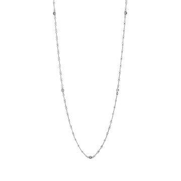 Roberto Coin Diamonds By The Inch 7 Station Dog Bone Necklace 18K White Gold with Diamonds