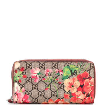 Gucci Zip Around Wallet Blooms Print GG Coated Canvas