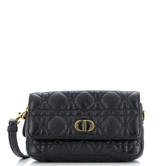 Christian Dior Caro Double Pouch Crossbody Bag Cannage Quilt Calfskin