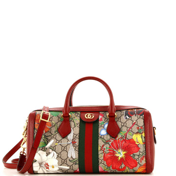 Gucci Ophidia Boston Bag Flora GG Coated Canvas Medium