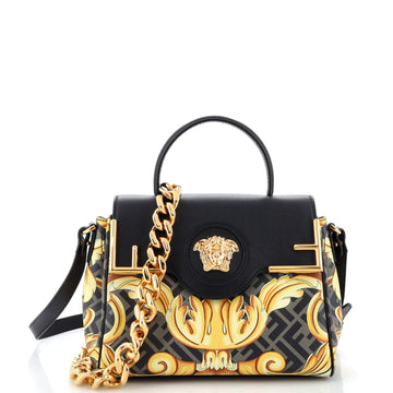 Versace x Fendi Fendace La Medusa Top Handle Bag (Outlet) Printed Laminated Leather with Leather Medium