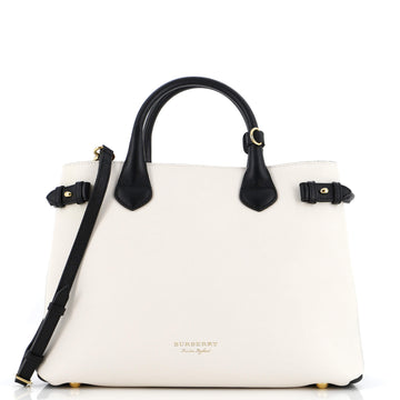 Burberry Banner Tote Leather and House Check Canvas Medium