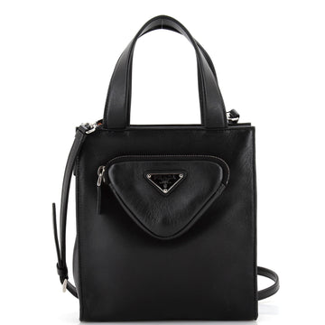 Prada Convertible Triangle Pocket Shopping Tote Nappa Leather Mini