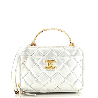 Chanel Rainbow Chain Pick Me Up Logo Handle Vanity Case Quilted Lambskin Mini