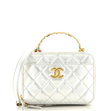 Chanel Rainbow Chain Pick Me Up Logo Handle Vanity Case Quilted Lambskin Mini
