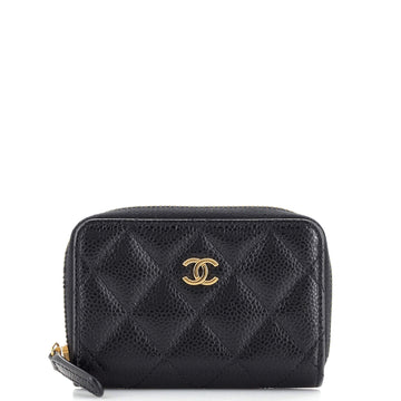 Chanel CC Zip Coin Purse Quilted Caviar Small
