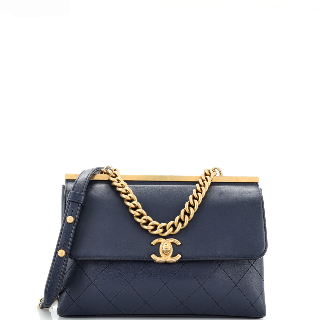 Chanel Coco Luxe Flap Bag Quilted Lambskin Small Blue 278669218