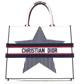 Christian Dior Dioralps Book Tote Embroidered Canvas Large