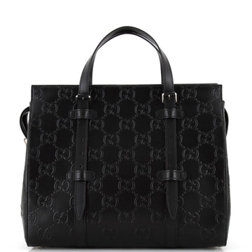 Gucci Tote Bag GG Embossed Perforated Leather