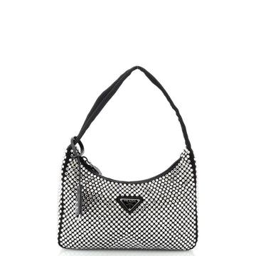 Prada Re-Edition 2000 Hobo Crystal Embellished Satin Mini