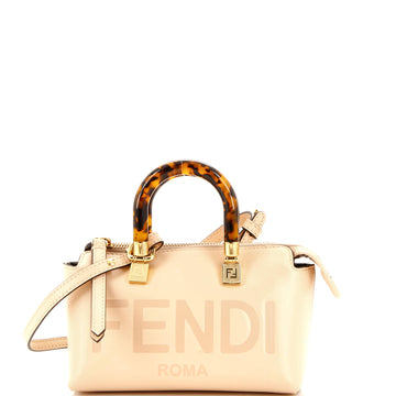 Fendi Logo By The Way Top Handle Bag Embossed Leather Mini