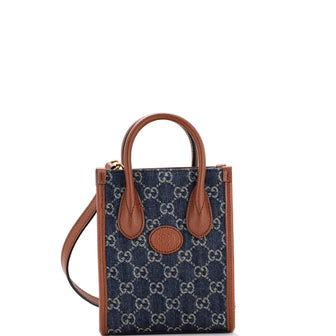 Gucci Interlocking G Patch Tote GG Denim Mini