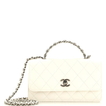 Chanel Top Handle Phone Holder with Chain Quilted Lambskin with Crystals