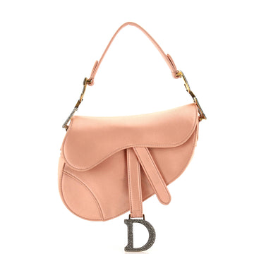 Christian Dior Saddle Handbag Satin with Crystals Mini