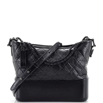 Chanel So Black Gabrielle Hobo Quilted Aged Calfskin Medium