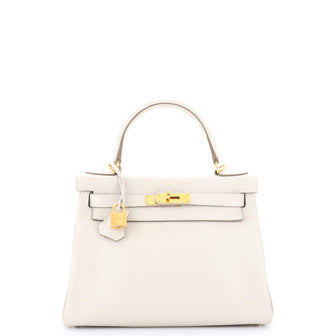 Hermes Kelly Handbag Light Clemence with Gold Hardware 28