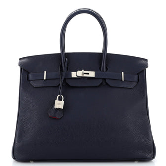Hermes Birkin Handbag Verso Clemence with Palladium Hardware 35