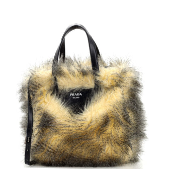 Prada Convertible Tote Faux Fur Small