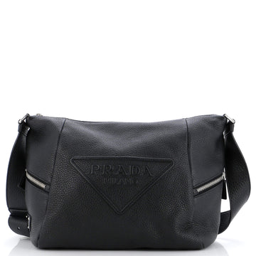 Prada Triangle Logo Zip Shoulder Bag Vitello Daino