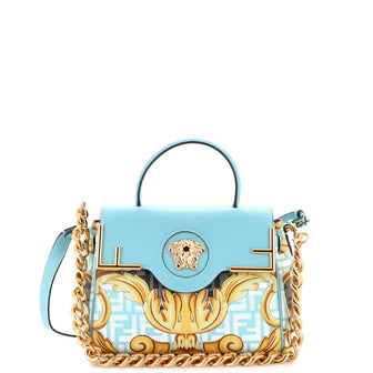 Versace x Fendi Fendace La Medusa Top Handle Bag (Outlet) Printed Laminated Leather with Leather Medium