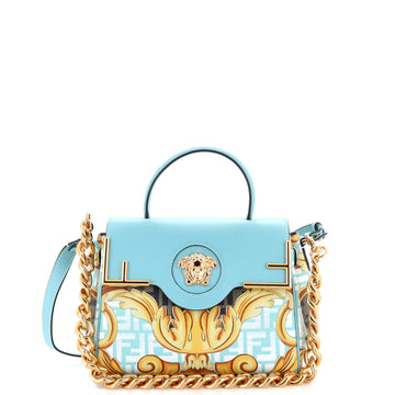 Versace x Fendi Fendace La Medusa Top Handle Bag (Outlet) Printed Laminated Leather with Leather Medium