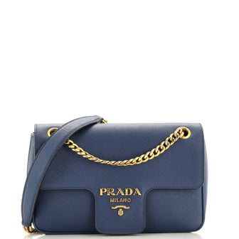 Prada Pattina Flap Shoulder Bag Saffiano Leather Small