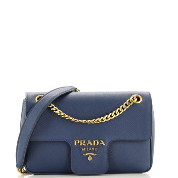 Prada Pattina Flap Shoulder Bag Saffiano Leather Small