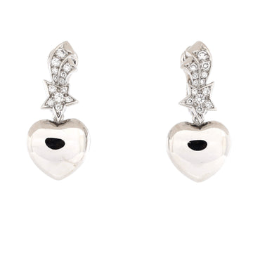 Chanel Comete Shooting Star on Heart Earrings 18K White Gold and Diamonds