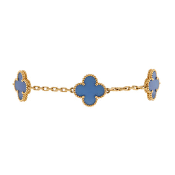 Van Cleef & Arpels Vintage Alhambra 5 Motifs Bracelet 18K Yellow Gold and Agate