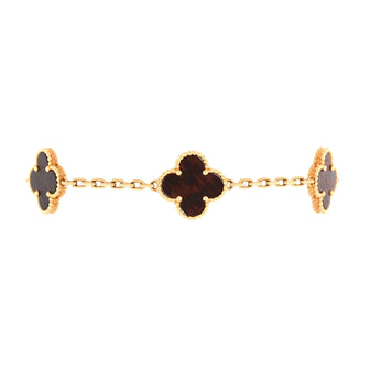 Van Cleef & Arpels Vintage Alhambra 5 Motifs Bracelet 18k Rose Gold with Letterwood