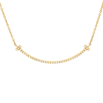 Tiffany & Co. T Smile Pendant Necklace 18K Yellow Gold and Diamonds Small